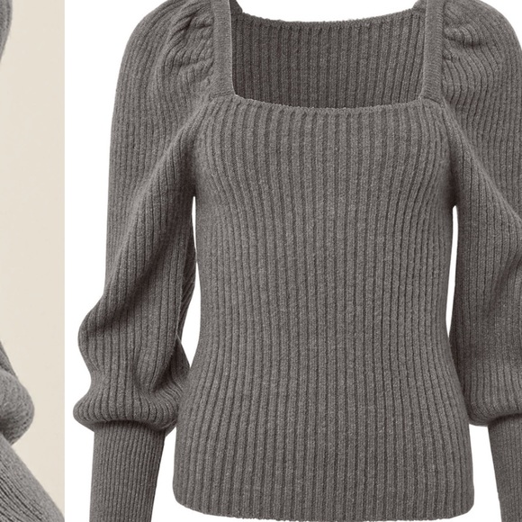 Gray Ribbed Knit Sweater - Picture 2 of 6